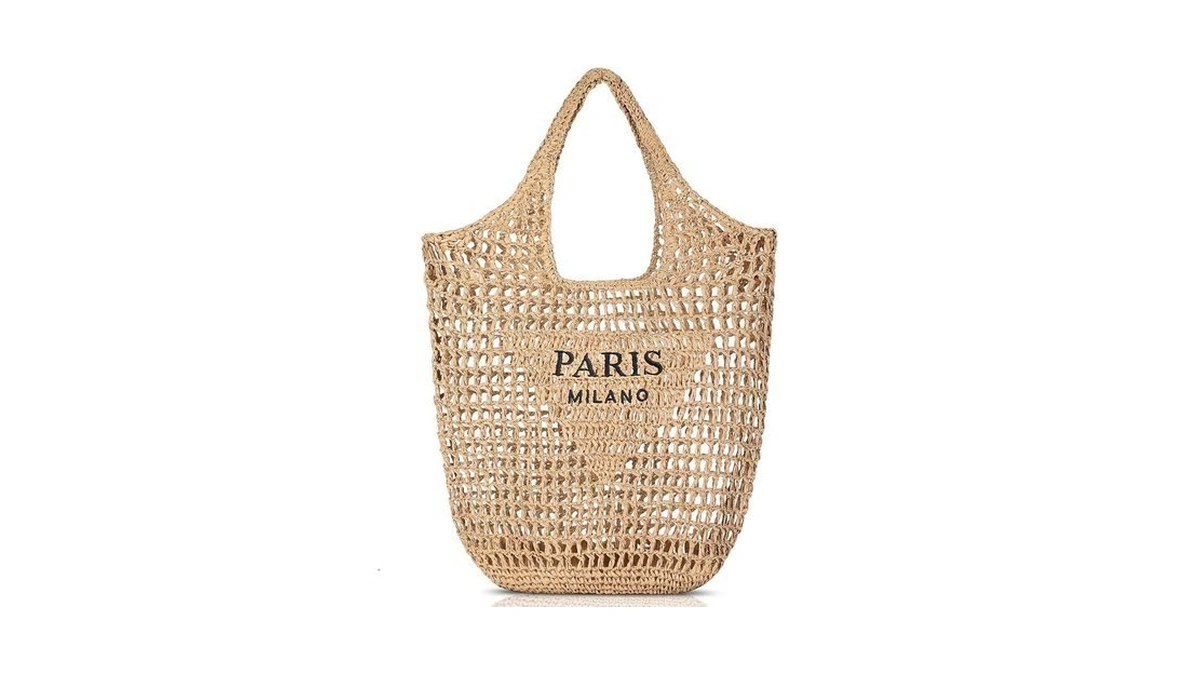 Pleneal Straw Beach Bags For Women - Handmade Woven Rattan