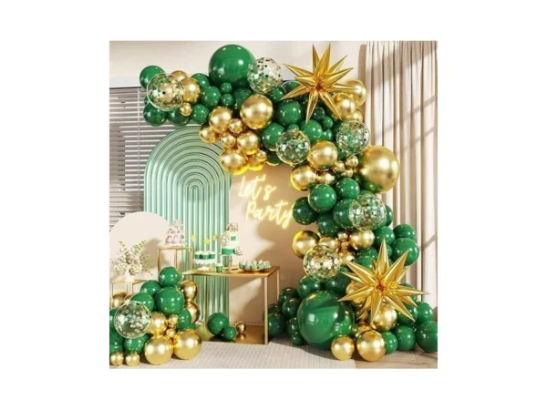Green And Gold Balloon Garland Arch Kit, 140pcs Emerald Green