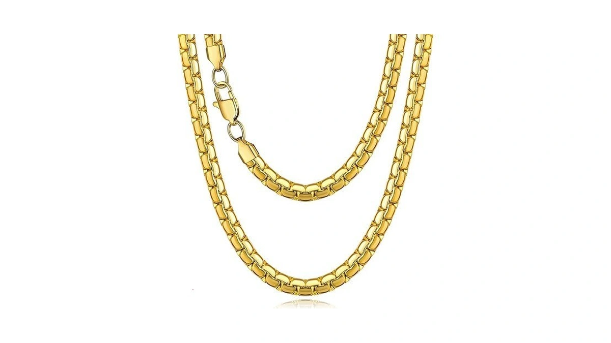 Jewlpire Gold Plated Chain For Men, 5mm Flat Link Chains