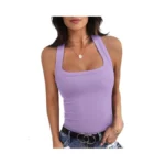 Womens Ribbed Racerback Tank Tops Basic Slim Fit Sleeveless Shirts