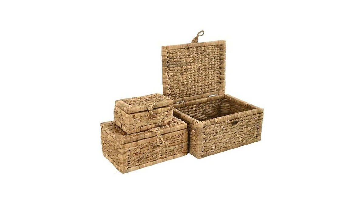 Chumdecor Wicker Storage Basket With Lid Set Of 3 –