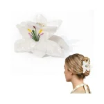 White Lily Flower Acetate Hair Claw Clip For Women, Elegant