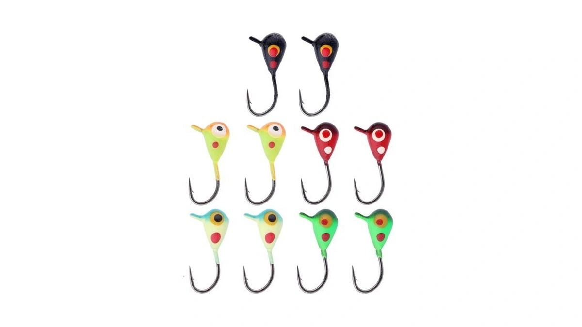 10pcs Ice Fishing Lure Kit, Tungsten Teardrop Shape Ice Fishing