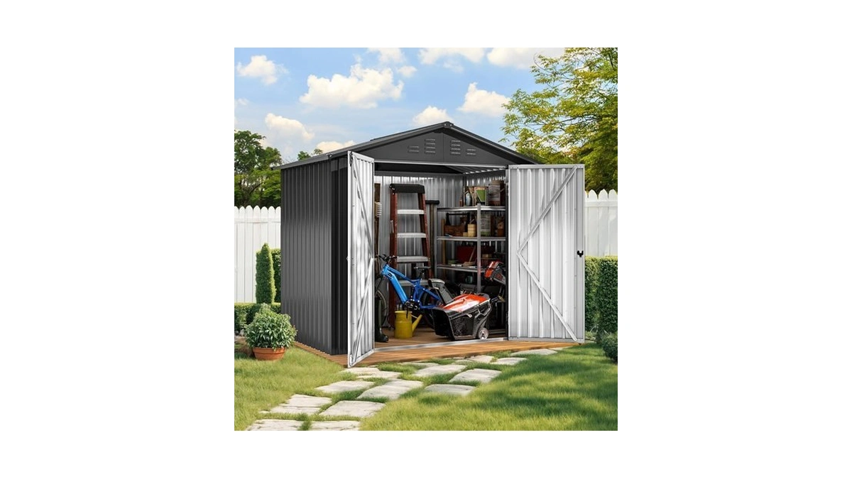Dwvo 6x4ft Metal Outdoor Storage Shed, Lockable Tool Storage Sheds,