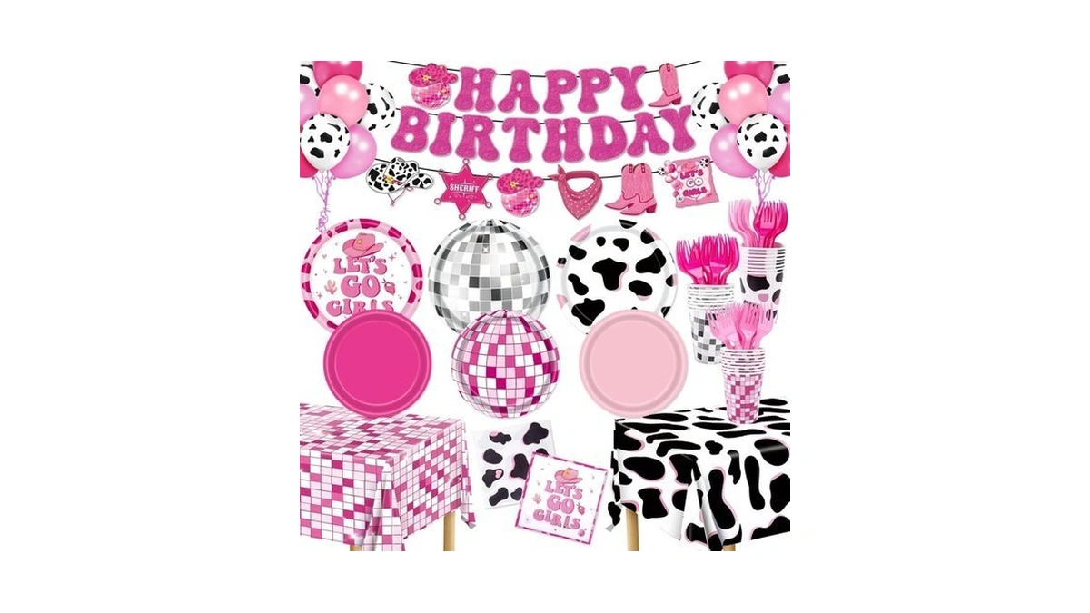 147pcs Cowgirl Birthday Party Decorations, Disco Cowgirl Party Decorations Includes