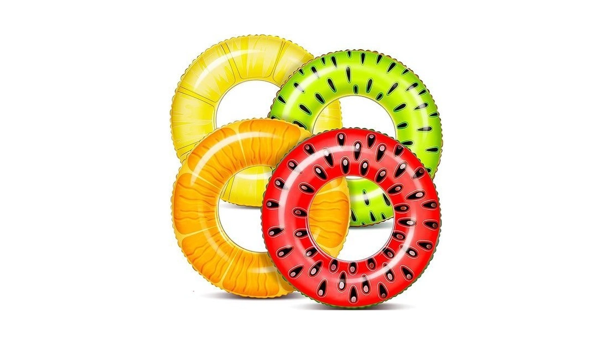 Sloosh 4 Pack Inflatable Pool Floats Fruit Tube Rings, Fruit