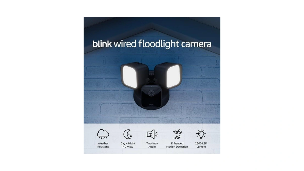 Blink Wired Floodlight Camera - Smart Security Camera, 2600 Lumens,