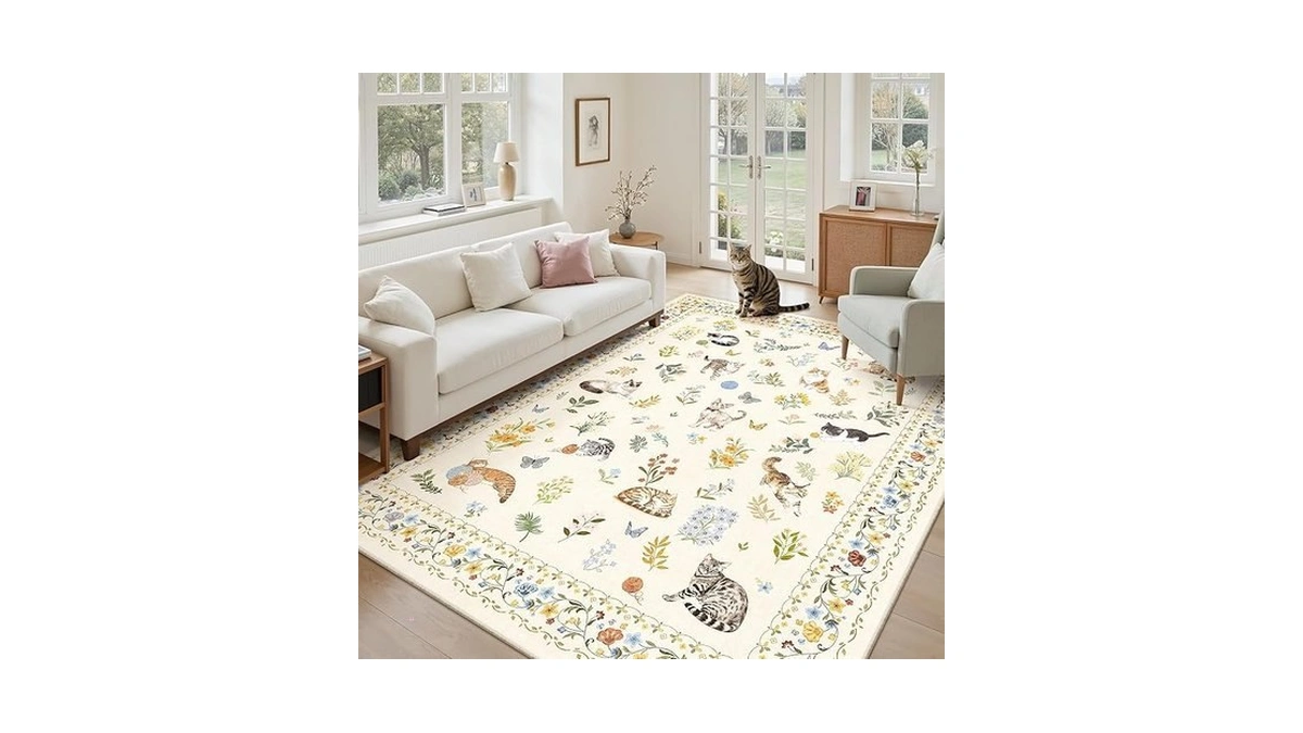 Soalmost Cat 5x7 Area Rugs For Living Room, Machine Washable
