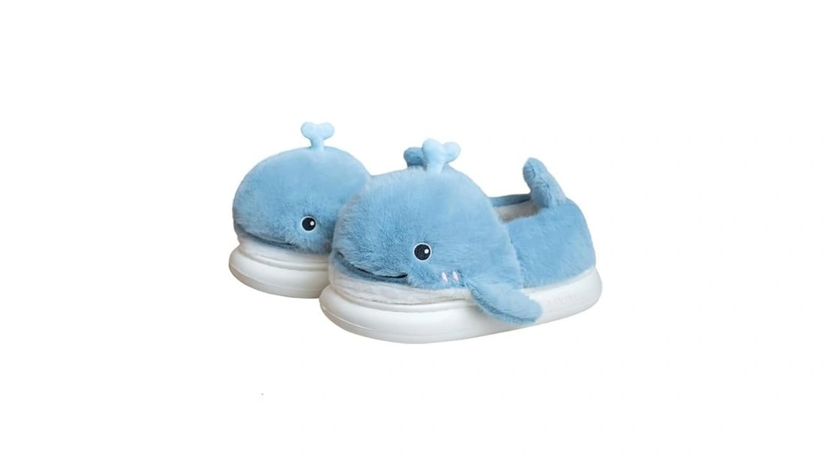 Xixitiao Cute Whale Slippers,fuzzy Animal Slippers,warm House Shoes For Women