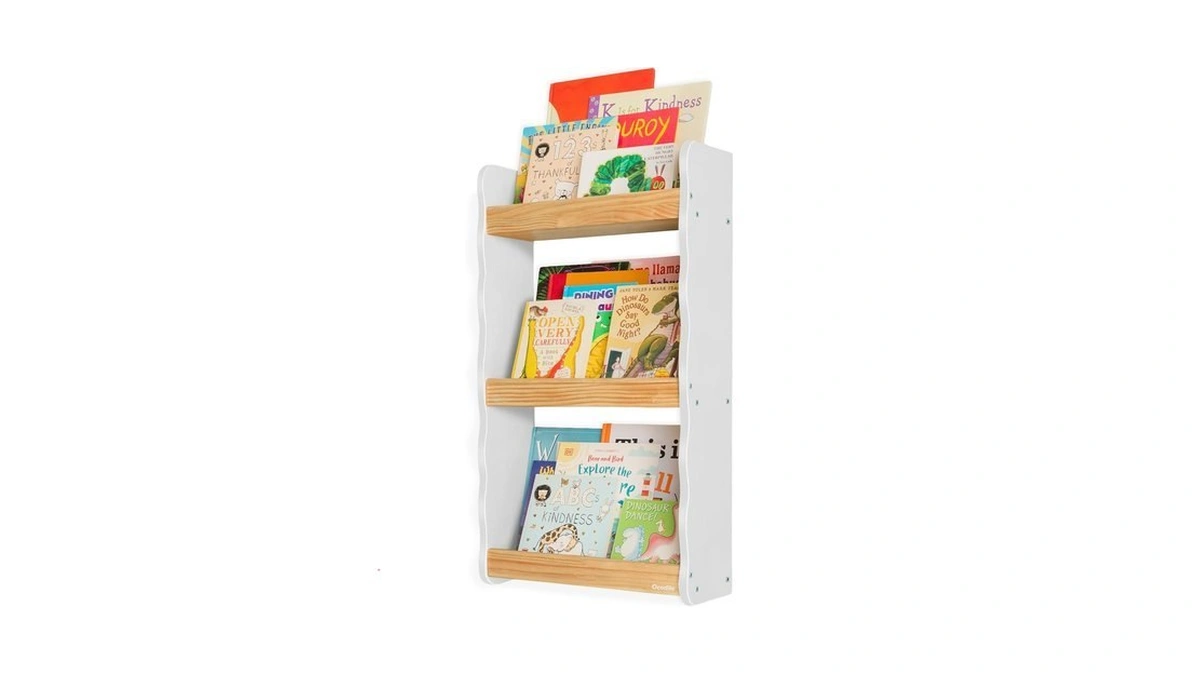 Ocodile Floating Kids Bookshelf – 3-tier Wall Mounted Bookshelf For