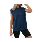 Shewin Womens Summer Tops Cap Sleeve Sweatshirt Basic Ribbed Sleeveless
