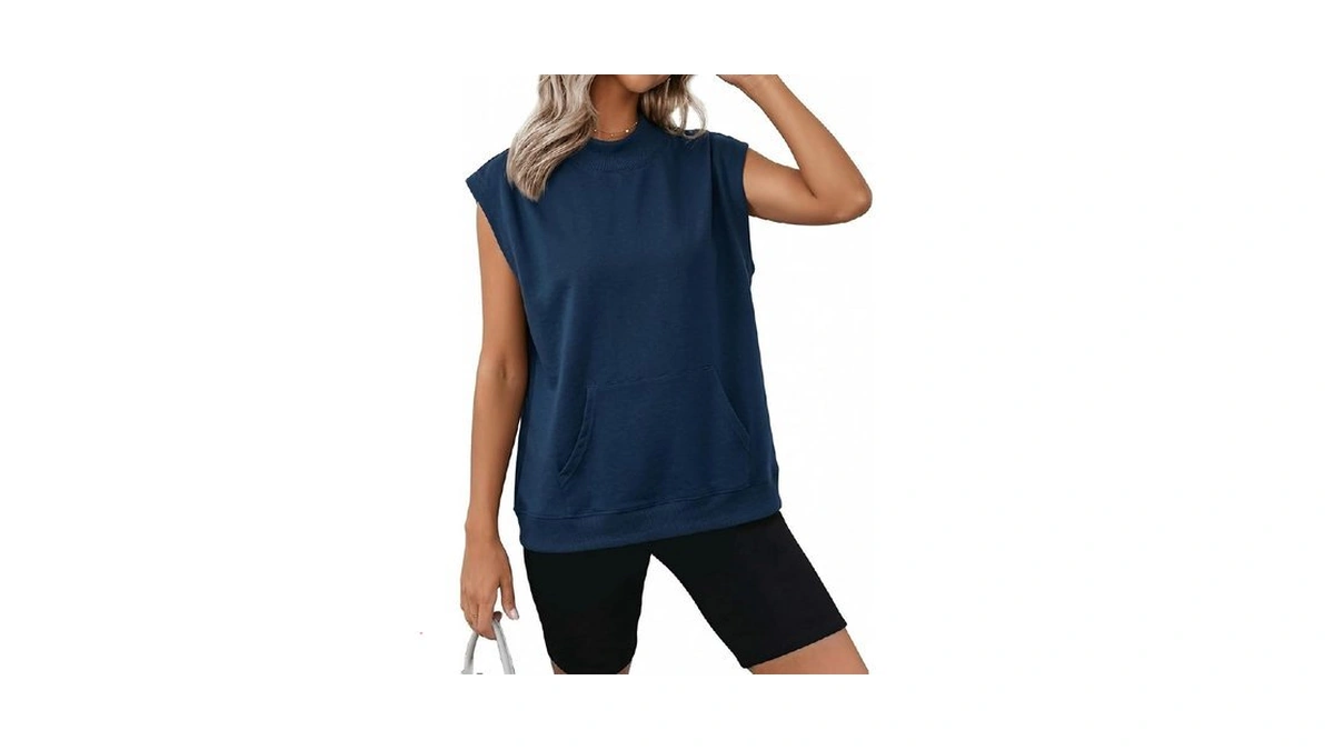 Shewin Womens Summer Tops Cap Sleeve Sweatshirt Basic Ribbed Sleeveless