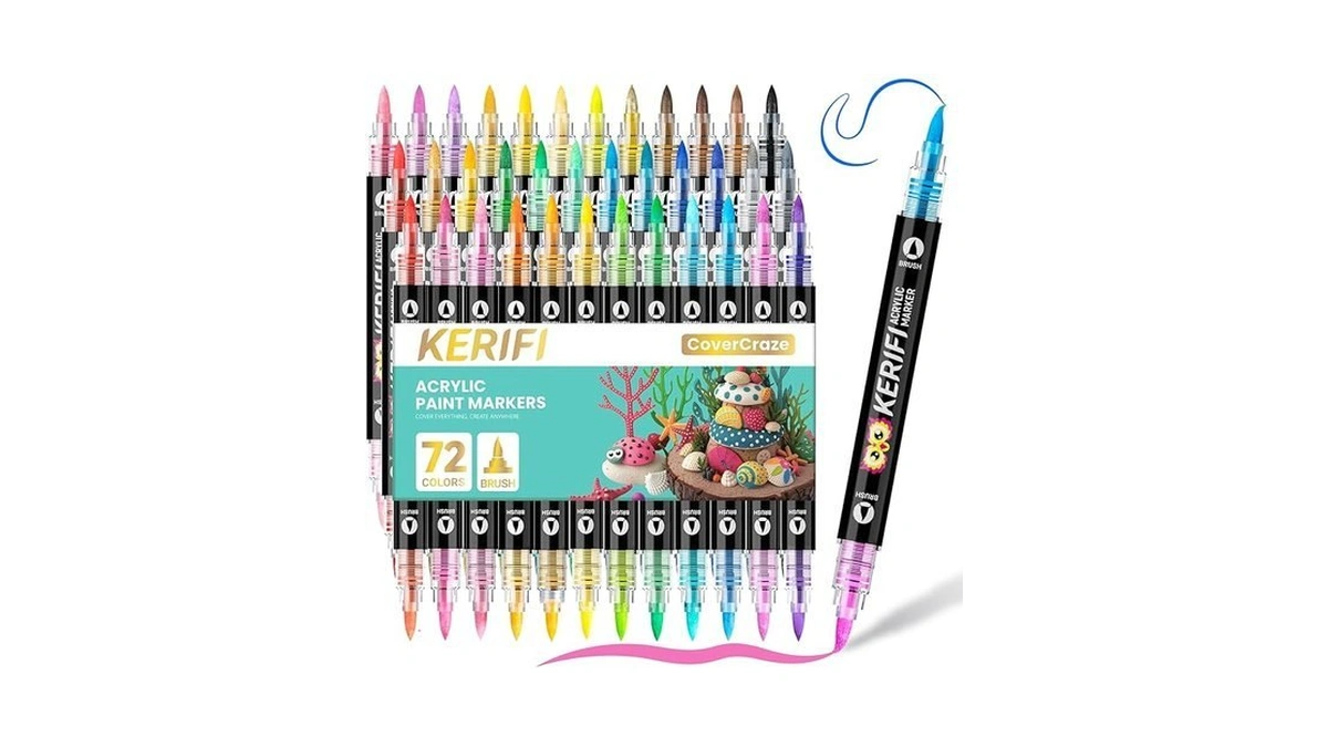 Kerifi Acrylic Paint Markers, Automatic Ink Control Markers For Rock