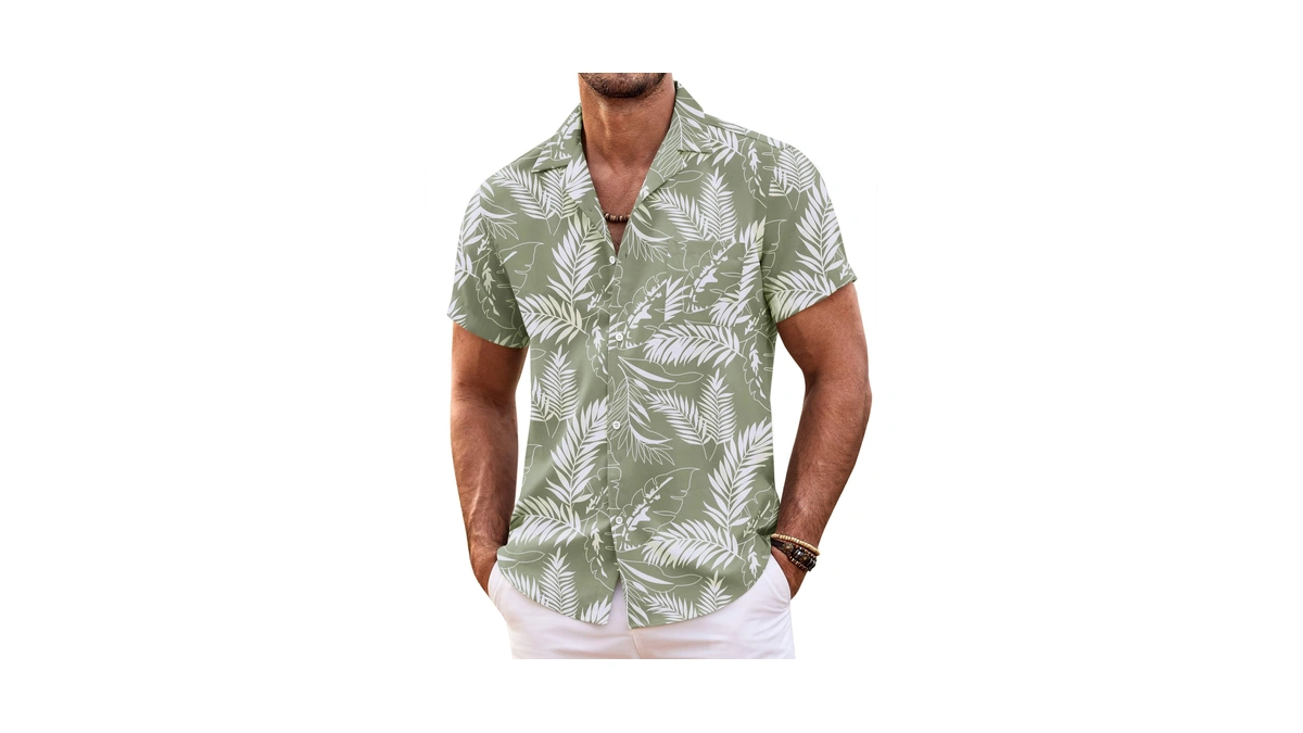 Coofandy Mens Hawaiian Shirts Short Sleeve Casual Button Down Shirts
