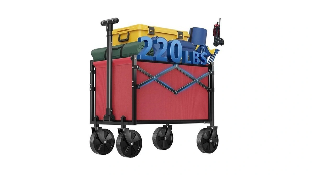 Olixis Collapsible Wagon Cart With Wheels 220 Lbs Capacity, Heavy