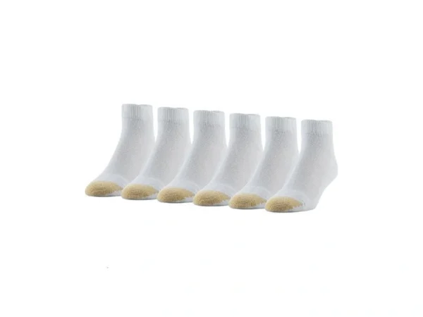 Goldtoe Men's Cotton Low Cut Sport Liner Socks, 6-pairs, White,