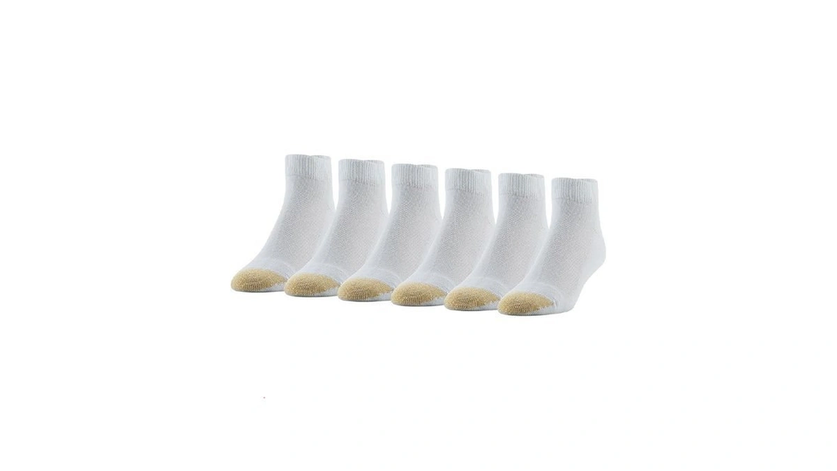 Goldtoe Men's Cotton Low Cut Sport Liner Socks, 6-pairs, White,