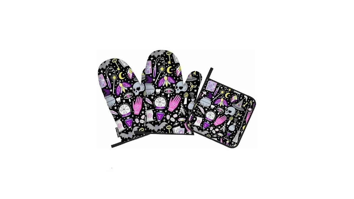 Samgula Magic Oven Mitts And Pot Holders Sets Witchcraft Bat