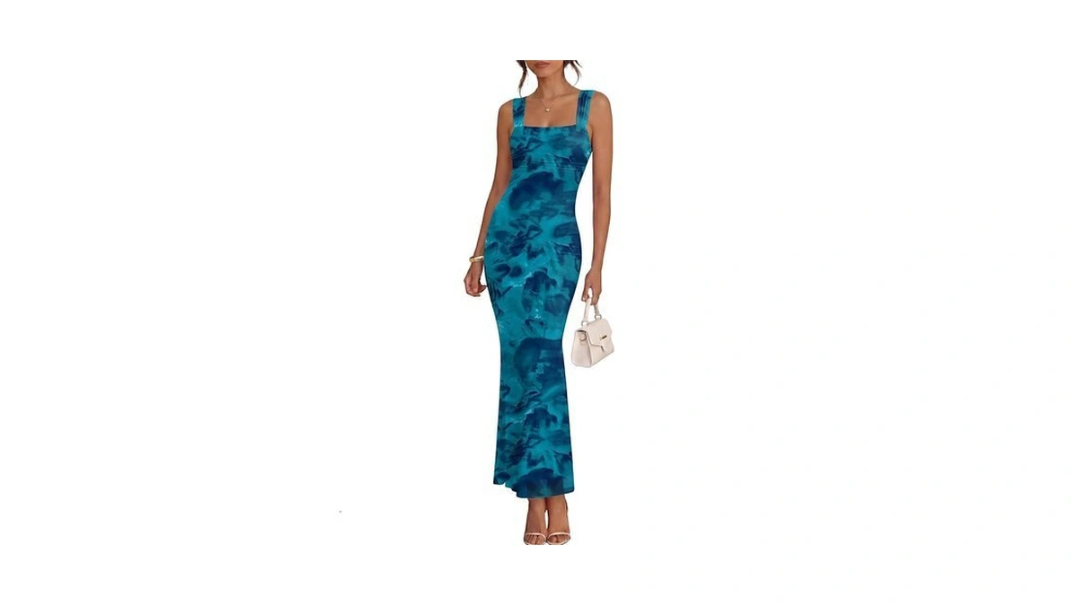 Caracilia Dresses For Women Summer 2026 Sleeveless Mesh Bodycon Floral