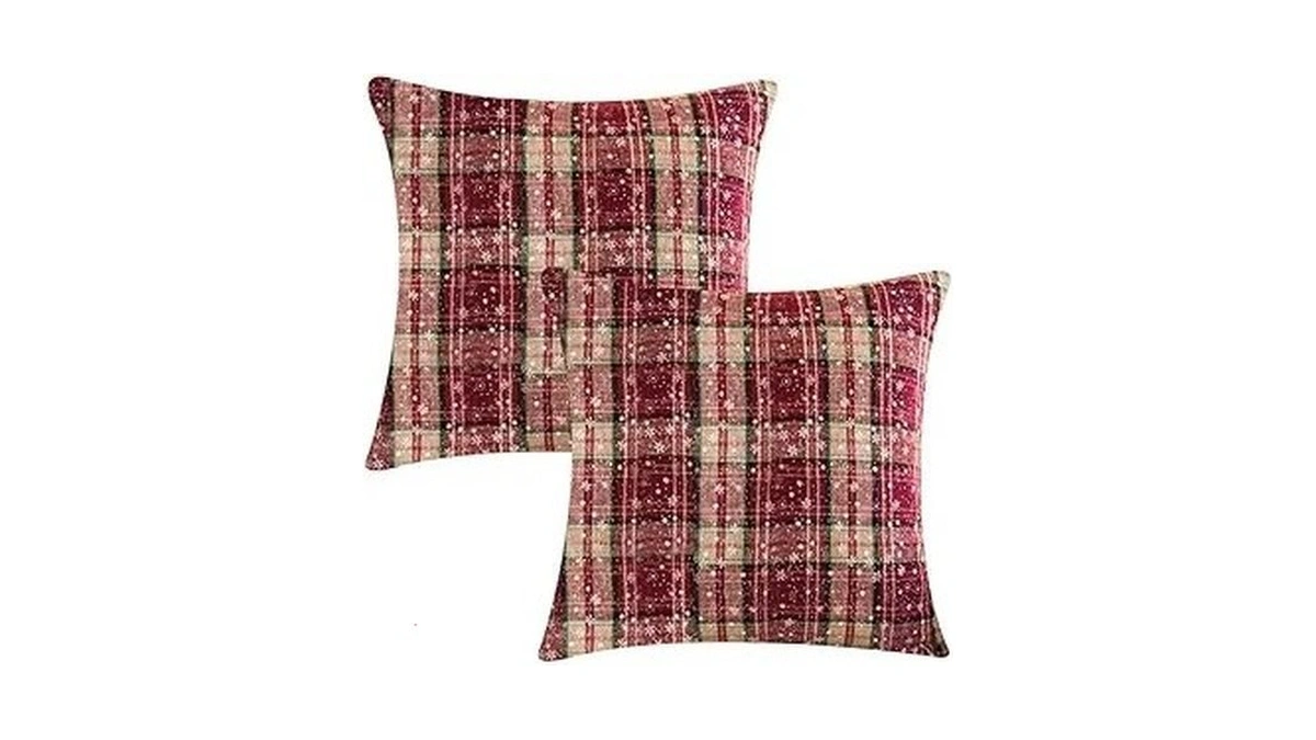 Mioyoow Plaid Pillow Cover, 2pcs Throw Pillow Covers 3-color Plaid
