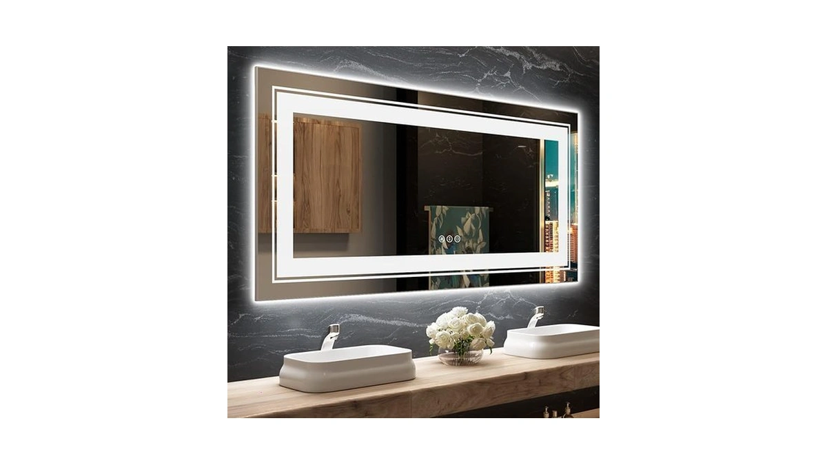 Snowdool Led Bathroom Mirror, 60"x28" With Front And Backlit, Anti-fog,