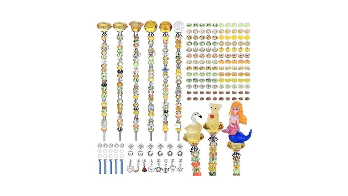 Aipridy Diy Crystal Beaded Fairy Wand Garden Stakes Kit, Colorful