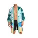 Olaola Men Lightweight Kimono Dinosaur Robe With Belt Japanese Style