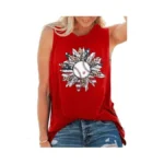 Sunflower Women's Baseball Mom Graphic Tees - Casual Sleeveless Tops