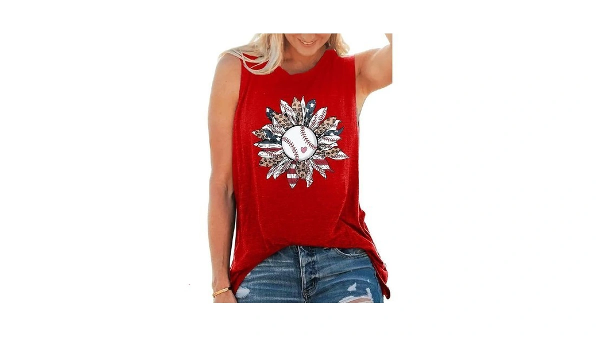 Sunflower Women's Baseball Mom Graphic Tees - Casual Sleeveless Tops