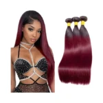 Straight Human Hair Bundles 1b99j Burgundy 26 28 30 Inch