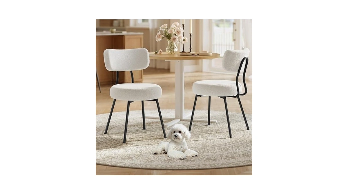 Vasagle Boucle Dining Chairs Set Of 2, Upholstered Kitchen Dining