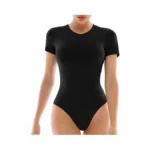 Walifrey Short Sleeve Bodysuits For Women Round Neck Basic Stretchy