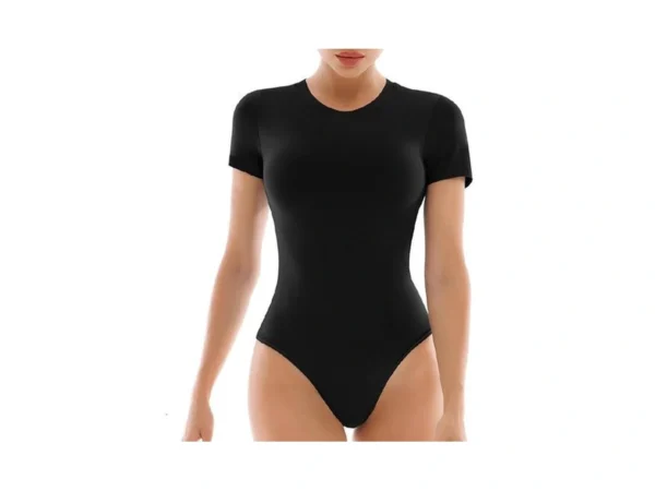 Walifrey Short Sleeve Bodysuits For Women Round Neck Basic Stretchy