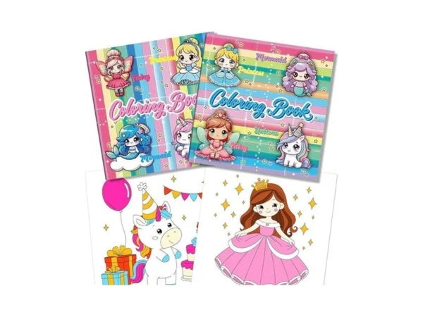 Kalysky 2pcs Coloring Book For Girls, Cute Princess Unicorn Mermaid