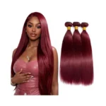 Straight Human Hair Bundles 99j Burgundy 26 28 30 Inch