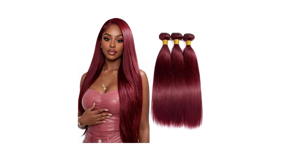 Straight Human Hair Bundles 99j Burgundy 26 28 30 Inch