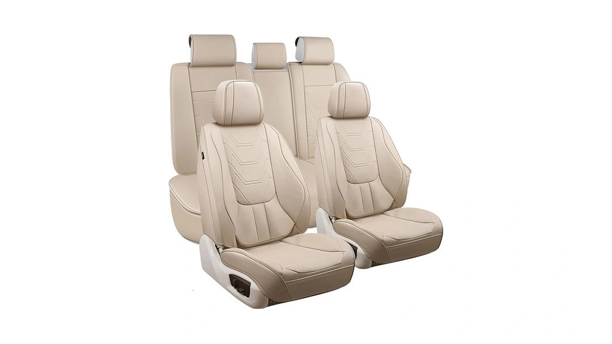 Capitauto Car Seat Covers Full Set, Beige Seat Covers For
