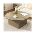 Farmhouse Coffee Table Round 35.5 Inch Modern Center Tables Wood