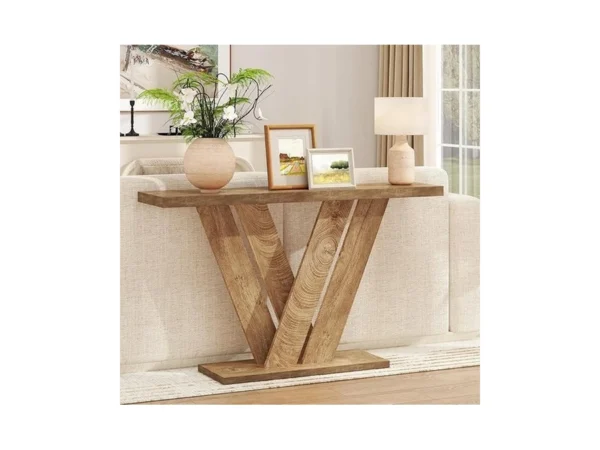Karlott 51 Inch Console Table, Modern V-shaped Entryway Table, Wood