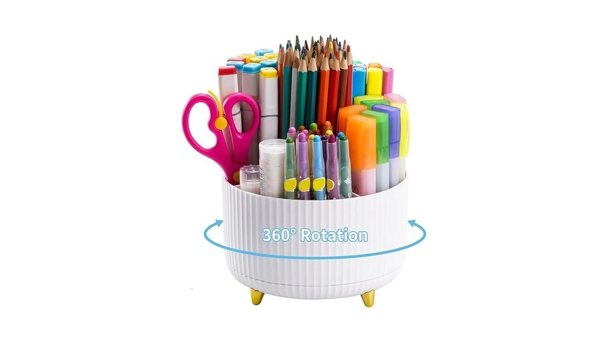 Marbrasse Desk Organizer, 360-degree Rotating Pen Holder, Desk Organizers And