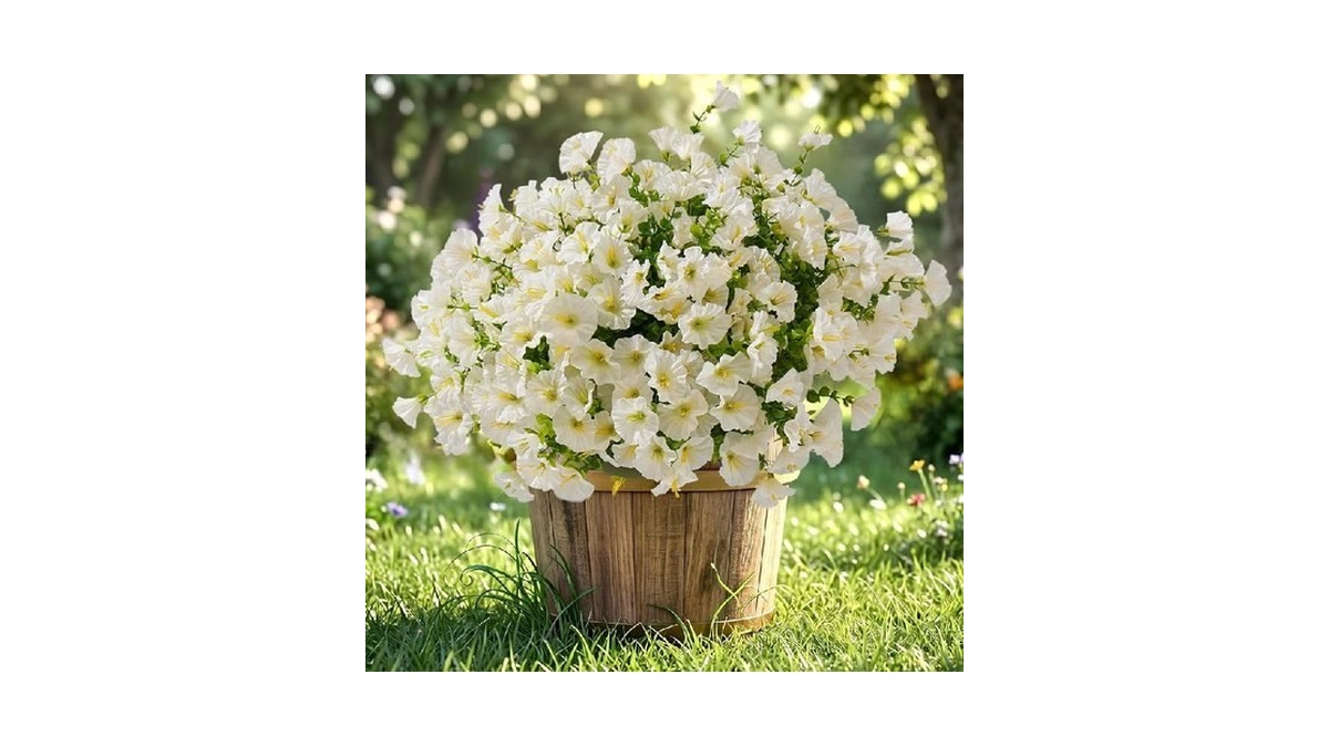 Bakkiet Artificial Flowers For Outdoors, 12 Bundles Fake Plants For