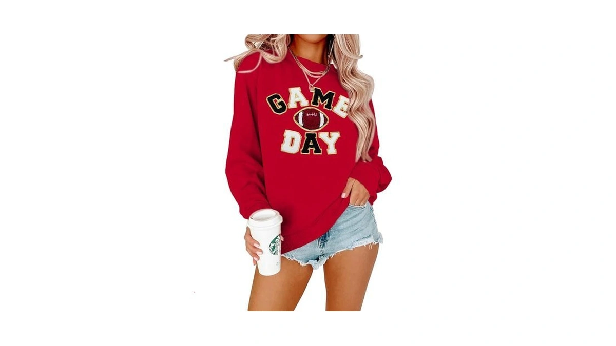 Floyu Football Sweatshirts For Womens Game Day Sweatshirt Sunday Funday