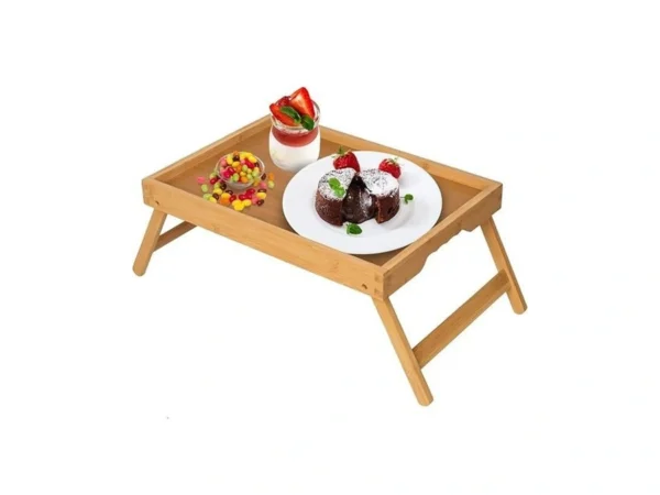Artmeer Bed Tray Table With Folding Legs,bamboo Breakfast In Bed