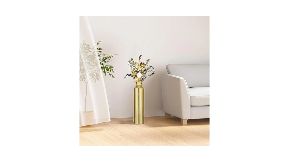 Gold Tall Floor Vase 21.65in Metal Decorative Flower Bucket Vases
