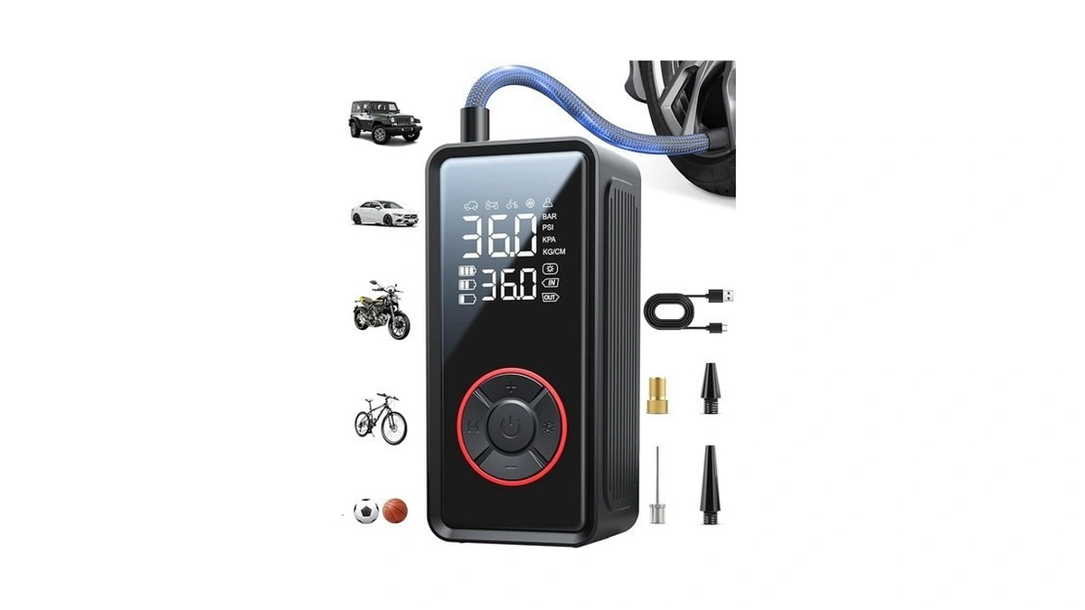 Powools Tire Inflator Portable Air Compressor - 3x Faster Inflation