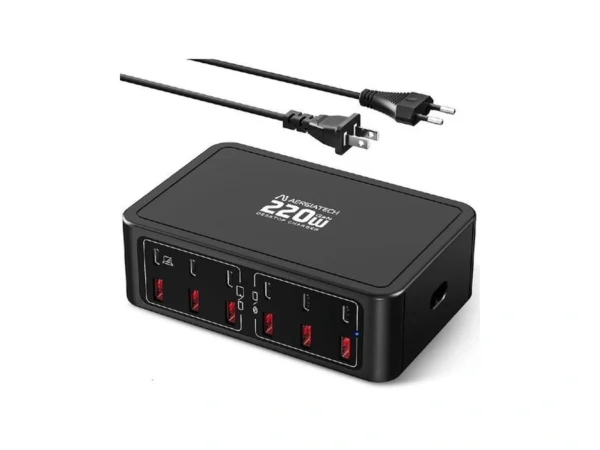 Aergiatech 220w Usb C Charging Station, 12-port Gan Charger Hub,65w