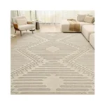 Boho Beige 5x7 Area Rugs Textured Tufted Rugs For Living