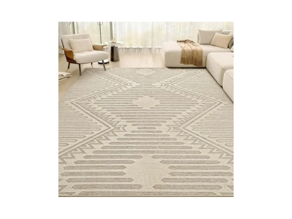 Boho Beige 5x7 Area Rugs Textured Tufted Rugs For Living