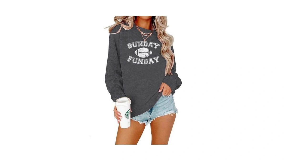 Floyu Football Sweatshirts For Womens Game Day Sweatshirt Sunday Funday
