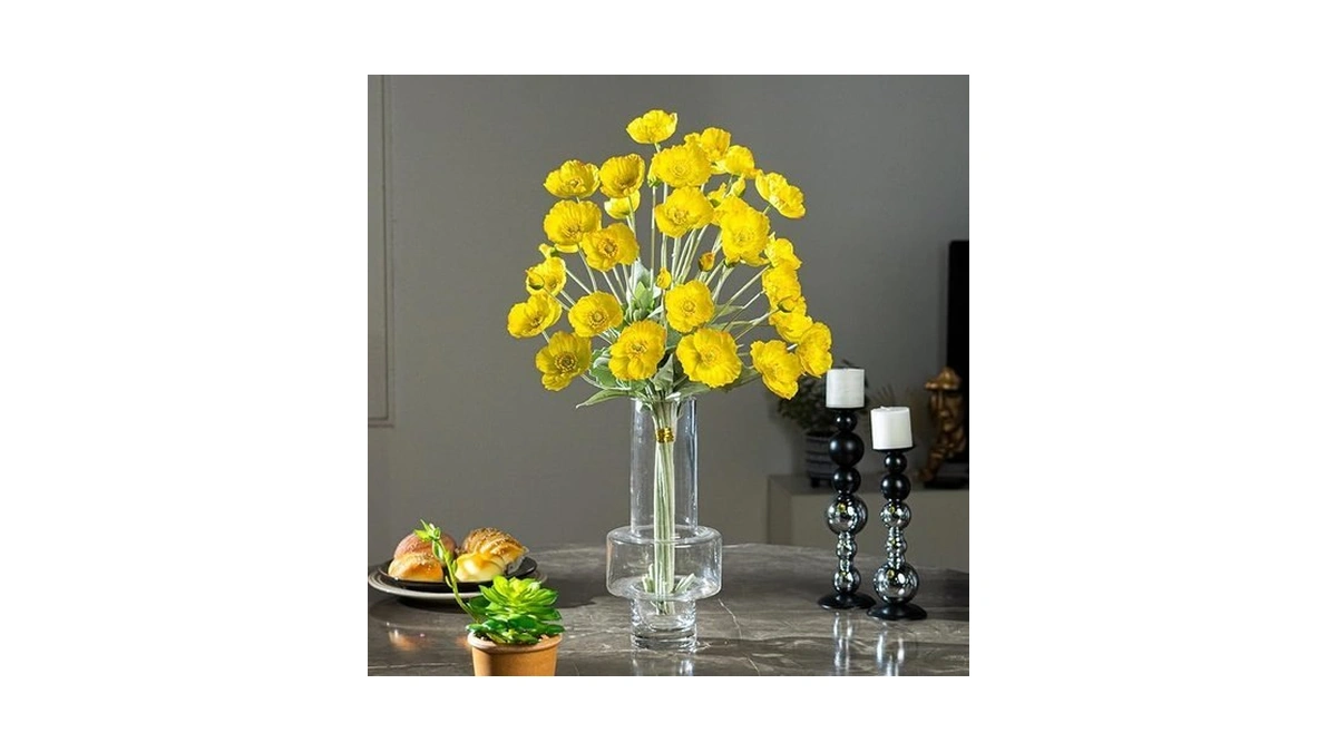 Bailikang 10pcs Poppy Flowers Artificial With Velvety Stems - Real